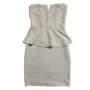 White Sleeveless Peplum Dress